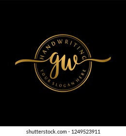G W Initial handwriting logo vector