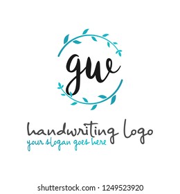 G W Initial handwriting logo vector