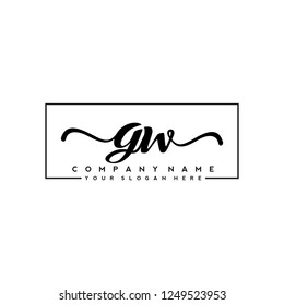 G W Initial handwriting logo vector