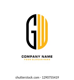 G W initial letter, modern logo design template vector 