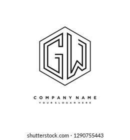 G W initial letter, modern logo design template vector 