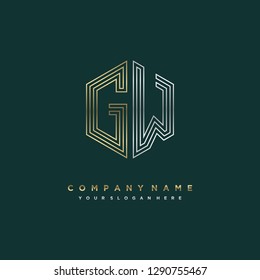 G W initial letter, modern logo design template vector 