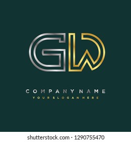 G W initial letter, modern logo design template vector 