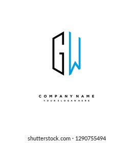 G W initial letter, modern logo design template vector 