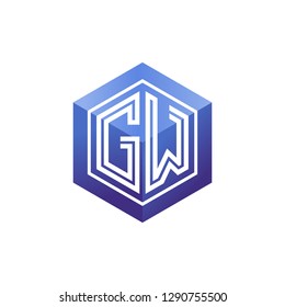 G W initial letter, modern logo design template vector 