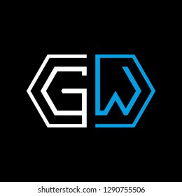 G W initial letter, modern logo design template vector 