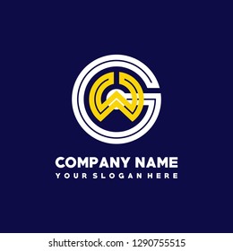 G W initial letter, modern logo design template vector 