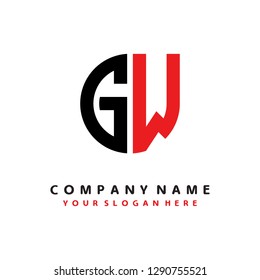 G W initial letter, modern logo design template vector 