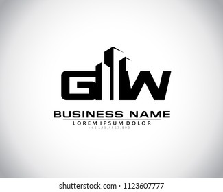 G W Initial logo concept with building template vector.