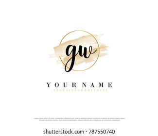 G W Initial water color logo template vector