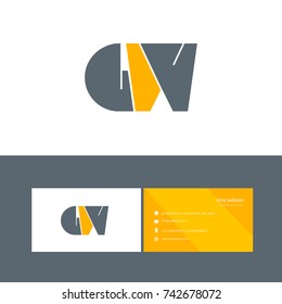 G W joint bold letter logo design vector with business card template