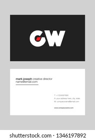 G W letters Joint logo icon with business card vector template.