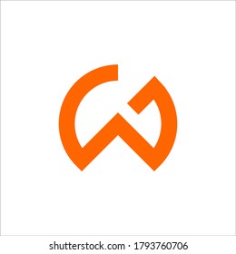 G W logo design vector sign