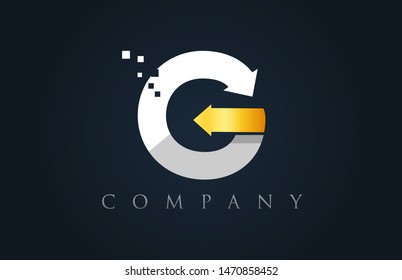 G white yellow gold alphabet letter logo icon design suitable for a company or business
