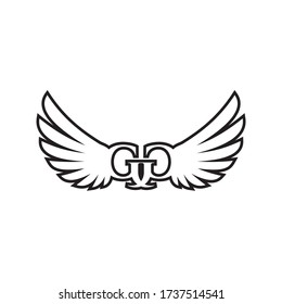 G G wings letter logo design concept