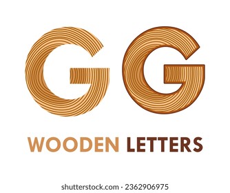 g Wooden letters design logo template illustration