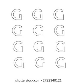 G Word elemento archivo de Vector blanco y negro Strock diseño de variedad de color