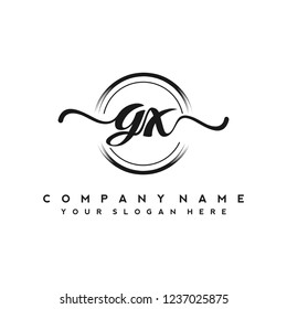 G X Initial handwriting logo vector