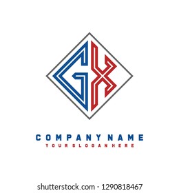 G X initial letter, modern logo design template vector 