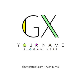 G & X initial minimalist logo template vector