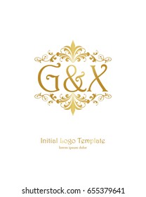 G & X initial wedding logo template vector