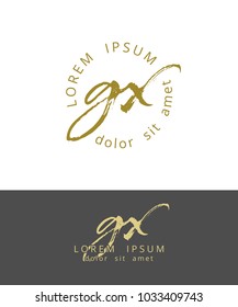 G X. Initials Monogram Logo Design. Dry Brush Calligraphy Artwork