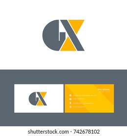 G X joint bold letter logo design vector with business card template