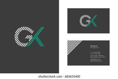 G X line logo joint letter design with business card template