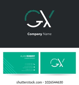 G & X stroke letter logo with business card template