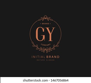 G Y GY Beauty vector initial logo, handwriting logo of initial signature, wedding, fashion, jewerly, boutique, floral and botanical with creative template for any company or business.