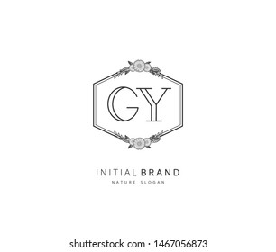 G Y GY Beauty vector initial logo, handwriting logo of initial signature, wedding, fashion, jewerly, boutique, floral and botanical with creative template for any company or business.