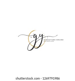 G Y GY Initial letter handwriting and  signature logo.