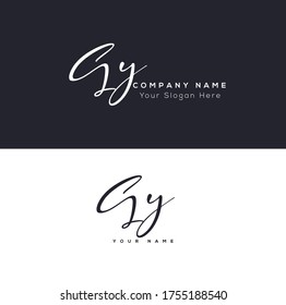 G Y GY Escritura manuscrita inicial y logotipo de la firma.	