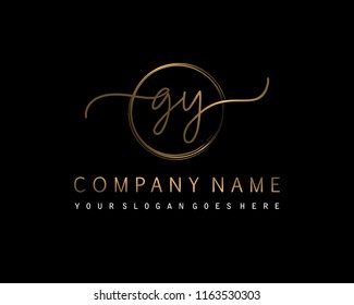 G Y Initial handwriting logo vector