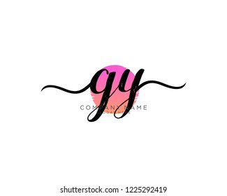 G Y Initial handwriting logo vector