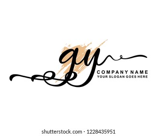 G Y Initial Handwriting Logo Template