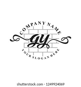G Y Initial handwriting logo vector
