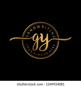 G Y Initial handwriting logo vector