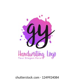 G Y Initial handwriting logo vector