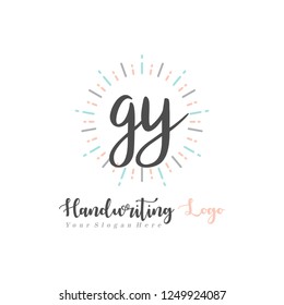 G Y Initial handwriting logo vector