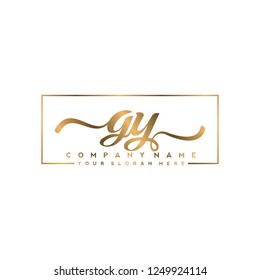 G Y Initial handwriting logo vector