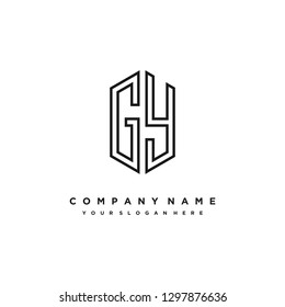 G Y initial letter, modern logo design template vector
