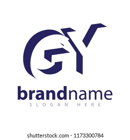 G Y initial letter with negative space logo icon vector template
