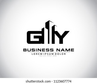 G Y Initial logo concept with building template vector.
