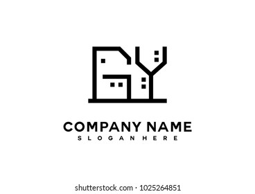 G Y initial logo template vector