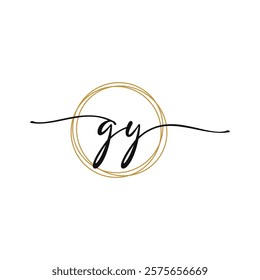 G Y Initial Script Letter Beauty Logo Template