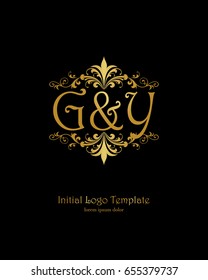 G & Y initial wedding logo template vector