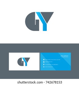 G Y joint bold letter logo design vector with business card template
