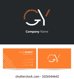 G & Y stroke letter logo with business card template