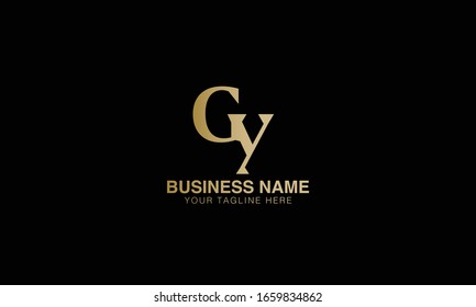  G Y Unique Minimal Style golden and black gold  colour initial  logo vector design template 